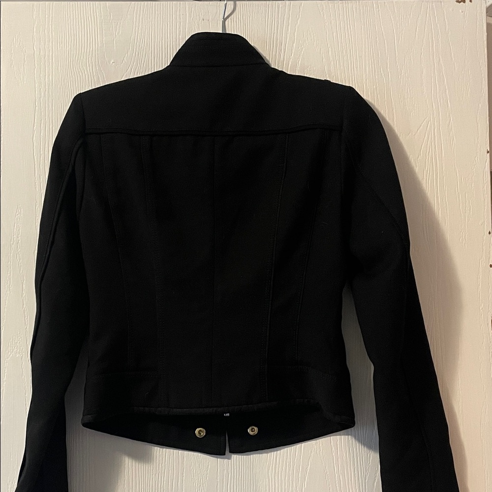 White House Black Market Black Utility Jacket with Gold Accents - Picture 2 of 7